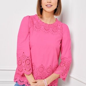 TALBOTS Cotton Eyelet Top Size Small – Feminine Summer Blouse
